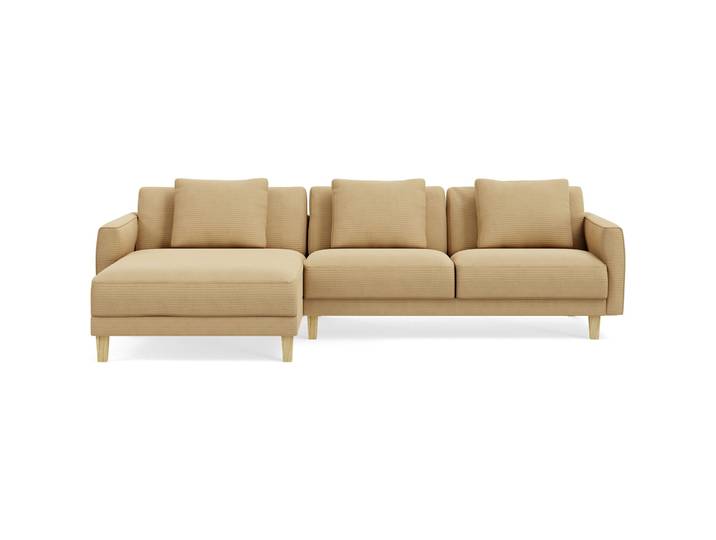 Ecksofa Avena Stoff/Holzfuss Eiche gelb B 278 T 163 cm - Möbel Konfigurator: Traummöbel individuell zusammenstellen