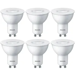 6er Pack Philips GU10 LED Strahler 36°-Ausstrahlwinkel 4.7W wie 50W warmweisse Akzentbeleuchtung aus Kunststoff