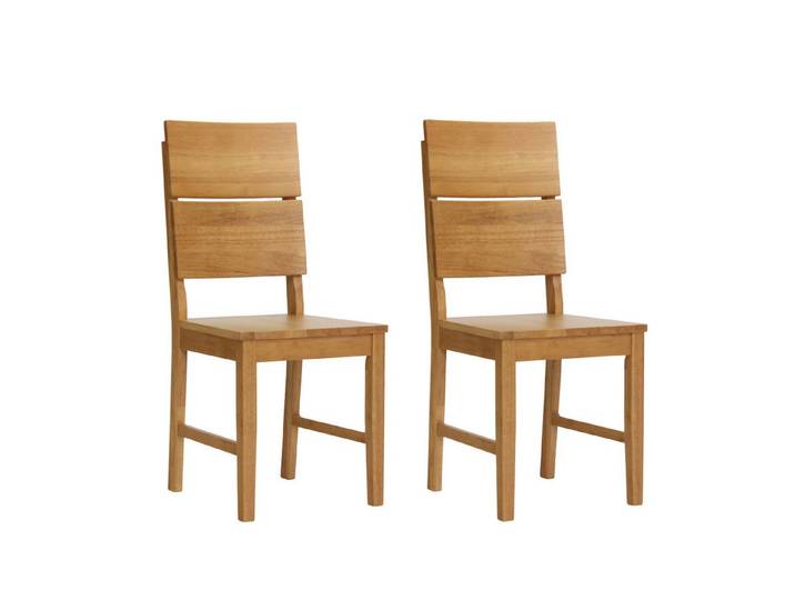 Woodroom Holzstuhl Kota (2er-Set aus massiven Heveaholz, lackiert), modernes Stuhl-Set aus Massivholz