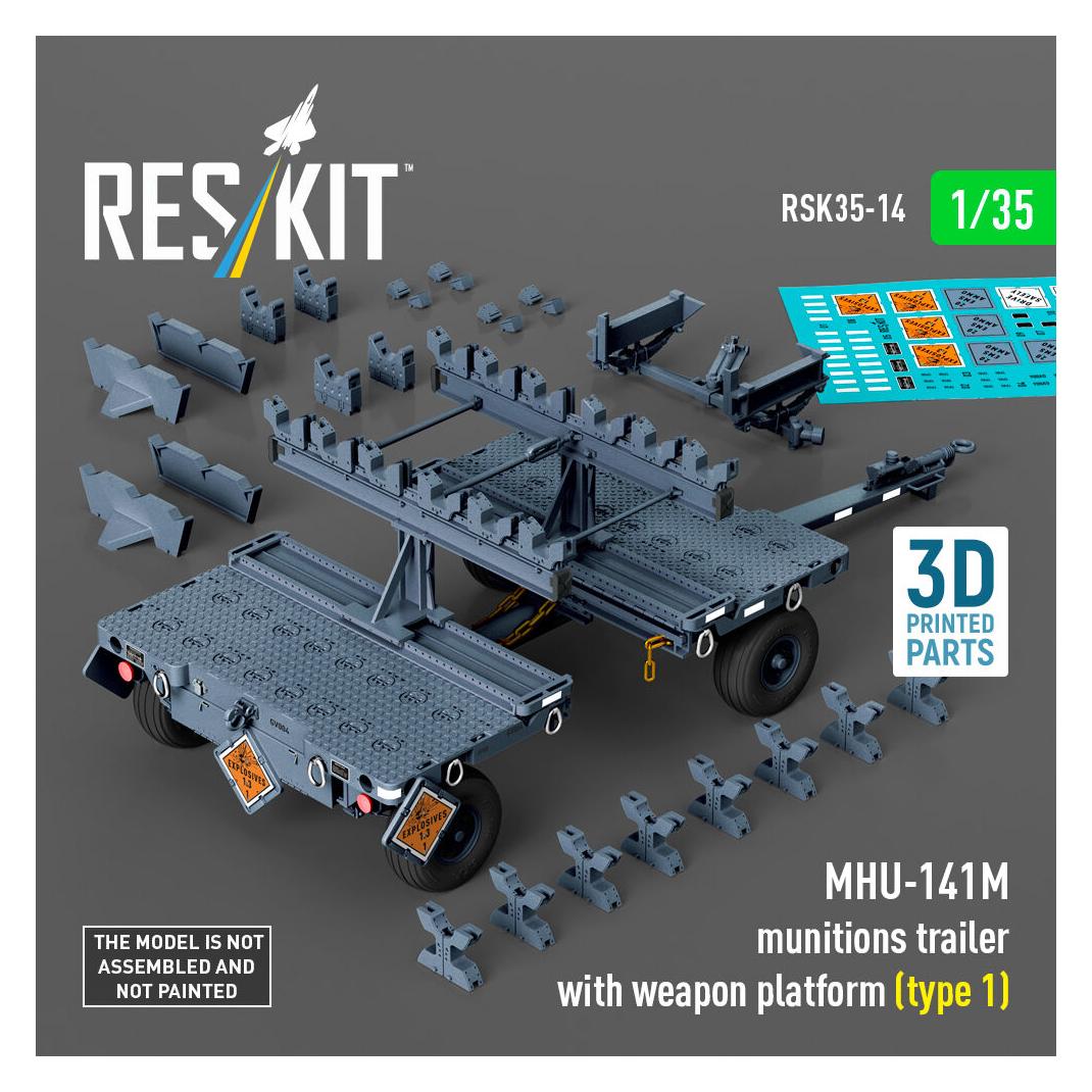 ResKit MHU-141M munitions trailer with weapon platform (type 1) (3D Printed model kit) (RSK35-0014)
