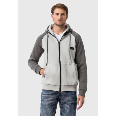 Sweatjacke CIPO & BAXX "Sweatjacken", Herren, Gr. XL, grau, 70% Baumwolle, 30% Polyester, unifarben, regular fit normal, Raglanärmel, Sweatjacken Sweatjacke, im 2-Farben-Design