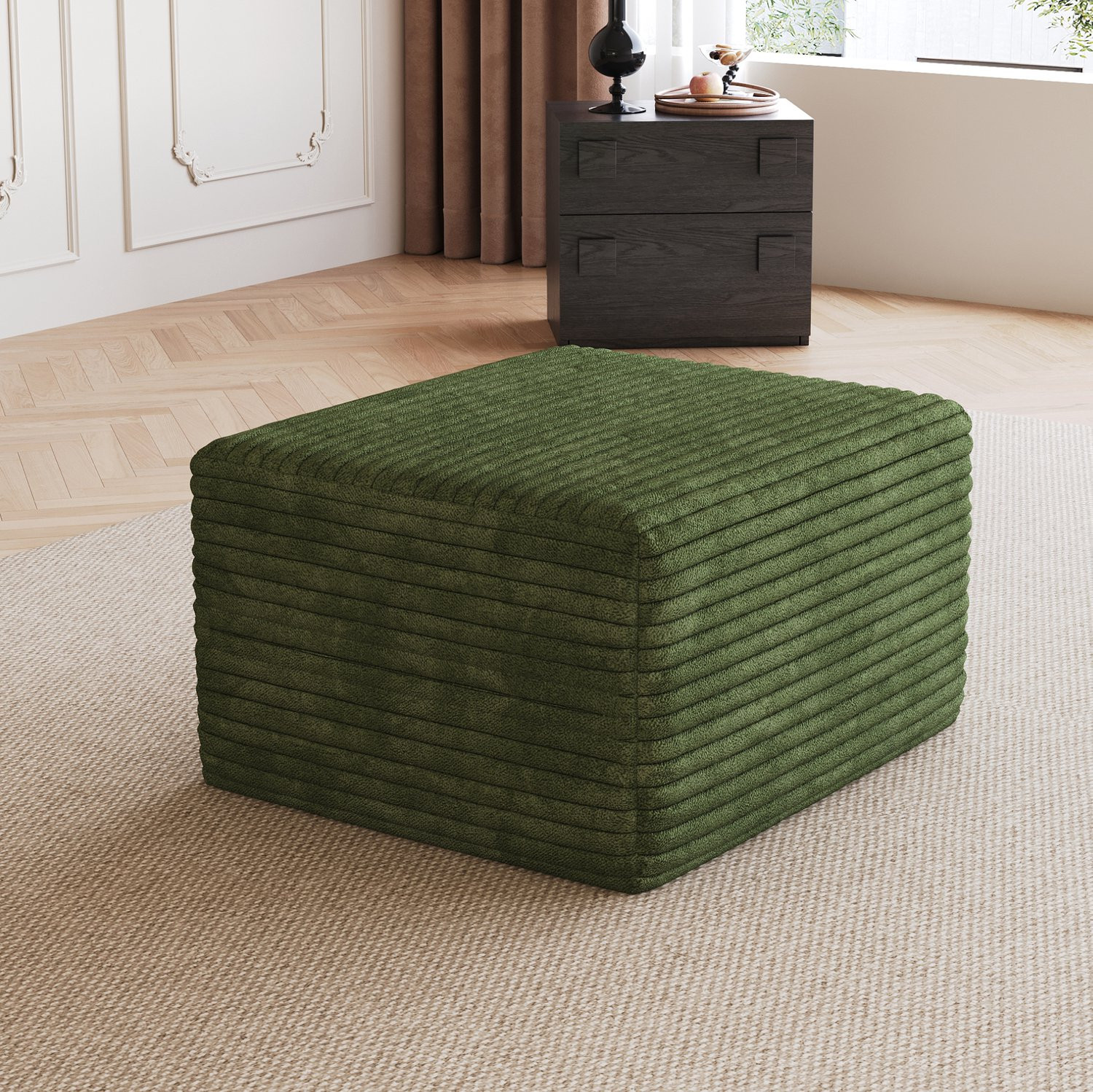 CHICFURN Hocker Gestoffeerd Groen Corduroy