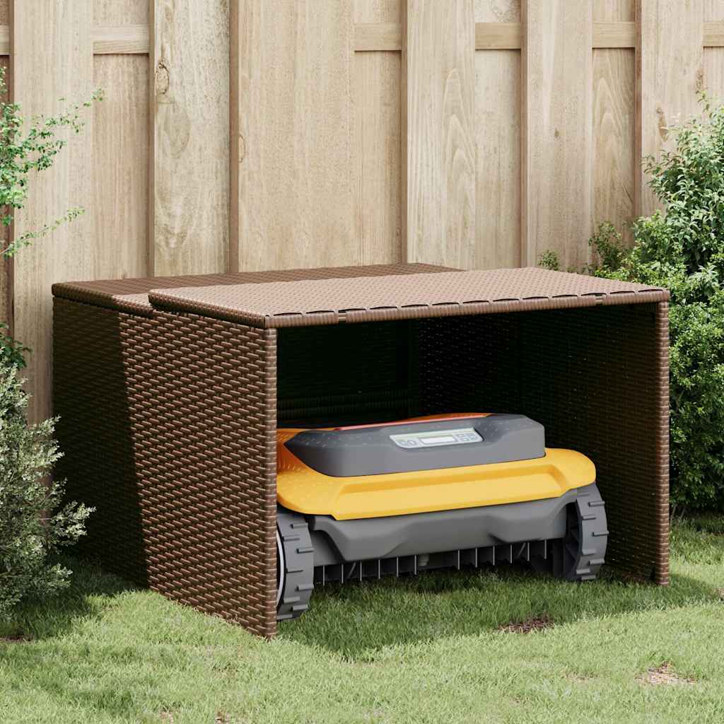 vidaXL Garage pour robot tondeuse marron 86x90x52/57 cm résine tressée