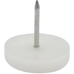 WAGNER Nagelgleiter/Möbelgleiter 4tlg. - Ø 25 x 6/25 mm, Kunststoffgleiter weiß zum Nageln, für robuste Böden - 15092699