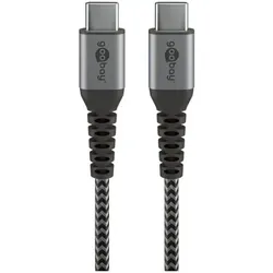 goobay Ladekabel USB-C auf USB-C - Textilkabel grau