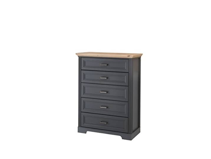 Stella Trading JASMIN Schubladenkommode in Graphit, Artisan Eiche Optik - Kommode im Landhausstil mit Schubladen und viel Stauraum - 93 x 121 x 41 cm (B/H/T)
