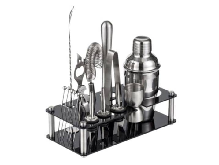 Cocktail Shaker Barkeeper-Set Mit Acrylständer, Cocktail-Shaker-Set, Edelstahl-Cocktail-Shaker-Set Rostschutz Bar Zubehör Set(550ml)