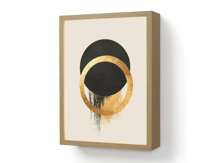 OnlyWow Wandleuchte MIT Akku Abstraktes Design - Schwarzer Kreis - Farbflecken 30x40 cm, Creme, Rechteckig, LED integrated, 30x40x8 cm, Lampen & Leuchten, Innenbeleuchtung, Wandleuchten