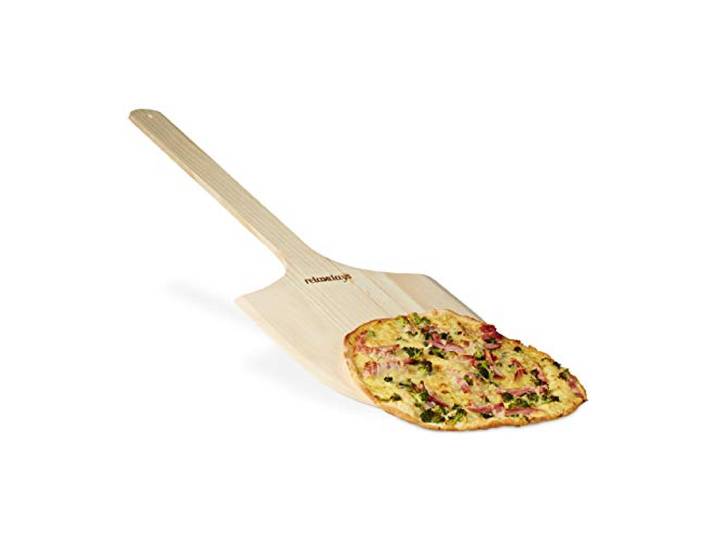 Relaxdays 10020497 Pelle à pizza en bois avec poignée HxlxP: 1 x 30 x 78 cm pour mettre au four\, nature