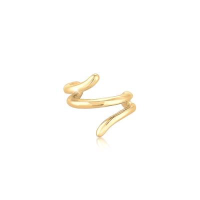 Ohrklemme ELLI "Ohrringe Earcuff Ohrklemme Welle 925er Silber" Gr. 11, gold, Ohrringe, Damen, 11, ohne Stein, Silber 925 (Sterlingsilber)
