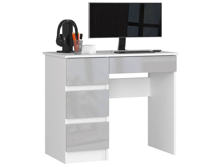 SCHREIBTISCH Weiß, Metallisch Glanz 77/90/50