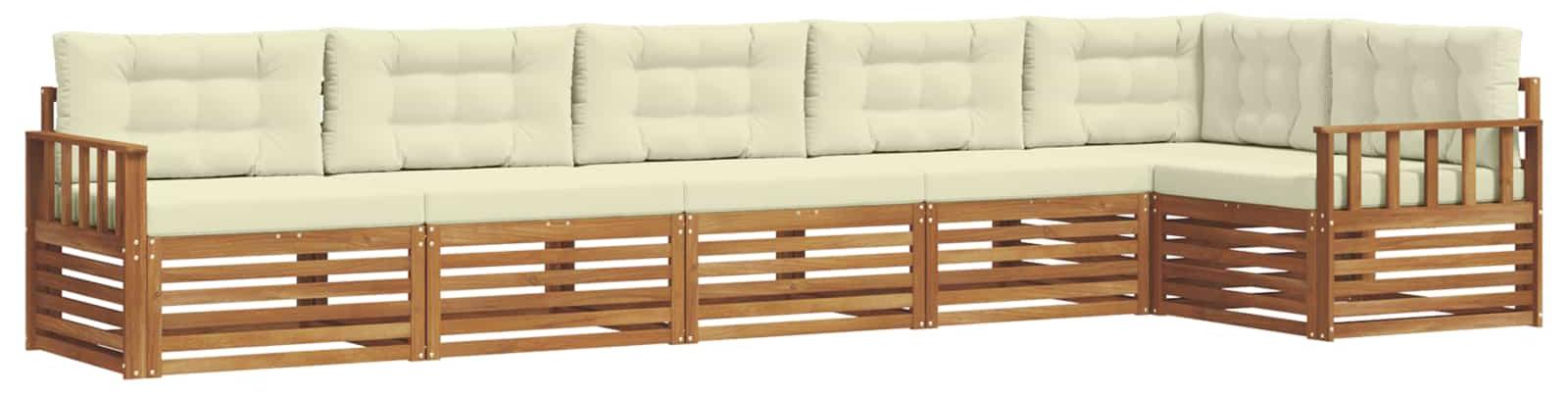 Outdoor-Sofagarnitur mit Kissen 6 pcs Natur und Creme
