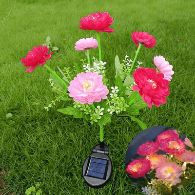 Inspire Curations Solar Snow Lotus Flower LED Garden Light red