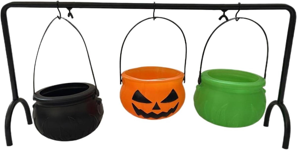 Heksenketel Serveerschalen Snoepkommen Set - Zwart Groen Pompoen - 30 x 30 cm