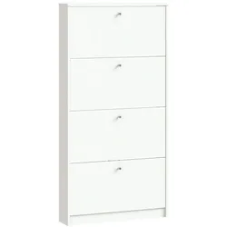 Ebuy24 Escape Schuhschrank mit 4 Klappen Breite 75 cm, Höhe 148 cm weiss.