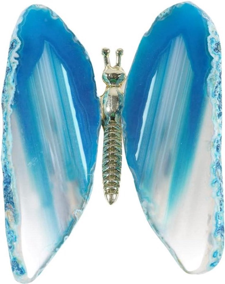 Blauwe natuurlijke kristalsteen vlinder van agaat voor decoratie en meditatie