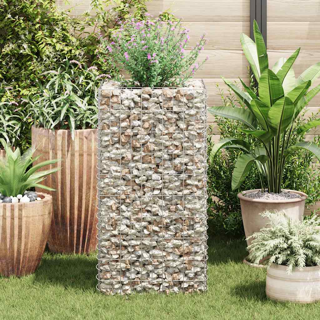 vidaXL Arriate de gaviones de acero 50x50x100 cm Plateado