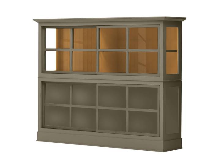 Buffet haut 191 x 152 x 49cm Gris/Granite/Pin couleur miel
