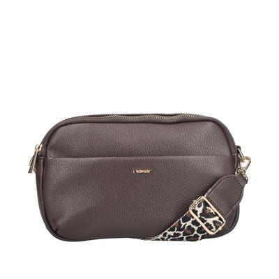 Umhängetasche RIEKER, Damen, Gr. B/H/T: 25cm x 16cm x 7cm, dunkelbraun, Lederimitat, Taschen Umhängetasche, Damen Schultertasche, Handtasche mit zwei Reißverschlüssen
