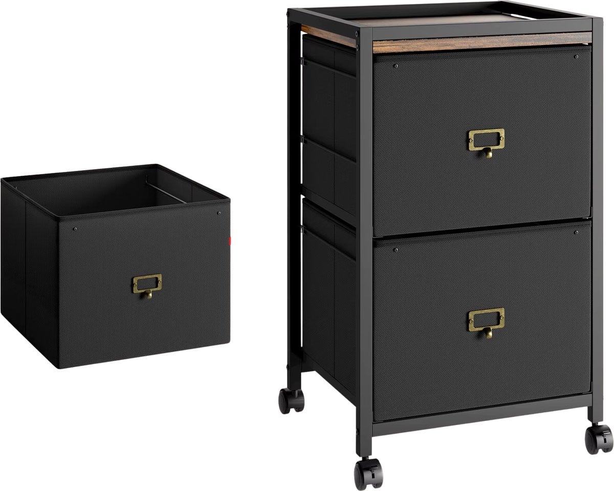 Happiq Mobiele Stoffen Archiefkast met 2 Lades voor A4/Letter