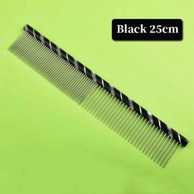 Inspired Finds ProGroom Stainless Steel Pet Comb Lightweight Detangling & Cleaning Comb For Cats And Dogs black 9.84in