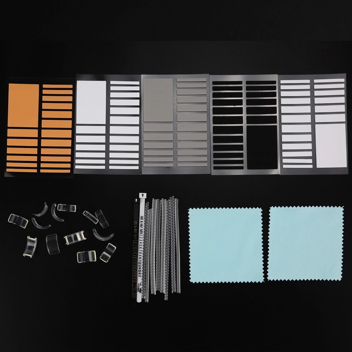 INF Unsichtbares Silikon-Ringversteller-Set - Spiral-TPU+PC Ringgrößenversteller mit Klebepads, 24 Stück + 5 Pads, 10cm Streifen