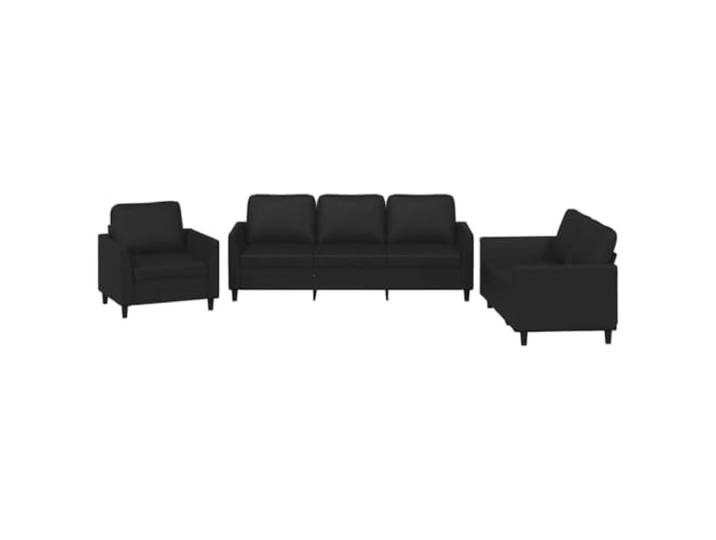 Todiikf 3-TLG. Sofagarnitur mit Kissen Kunstleder Couch Set Schwarz Eleganter Dreisitzer, Zweisitzer und Sessel mit weicher Polsterung und Kissen für das moderne Wohnzimmer.