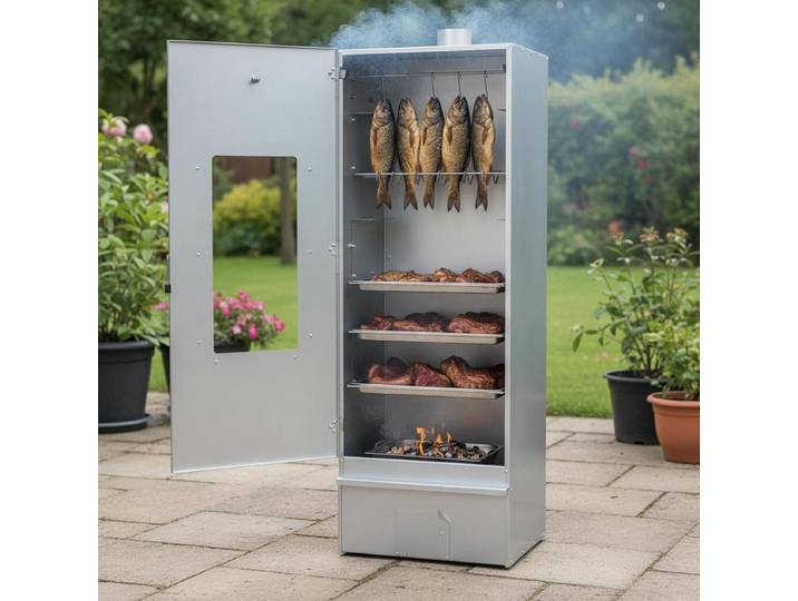 Fumoir pour four à barbecue avec copeaux de bois 44,5x29x110 cm