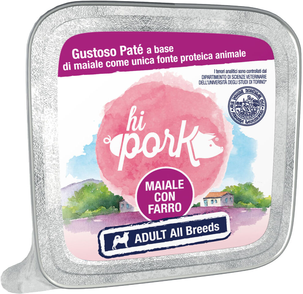Hi Pork Dog Vaschetta Multipack 32x100G MAIALE CON FARRO