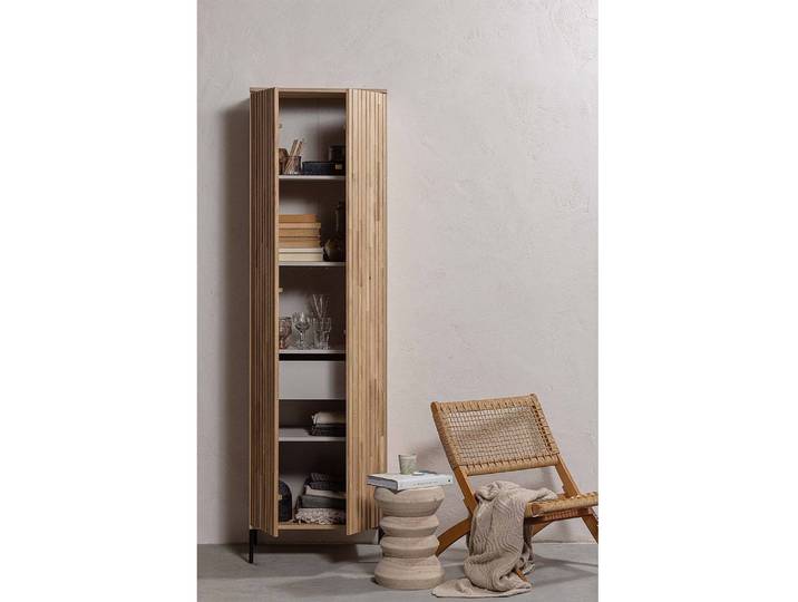 Schrank 60 x 210 x 42cm Beige/Eiche