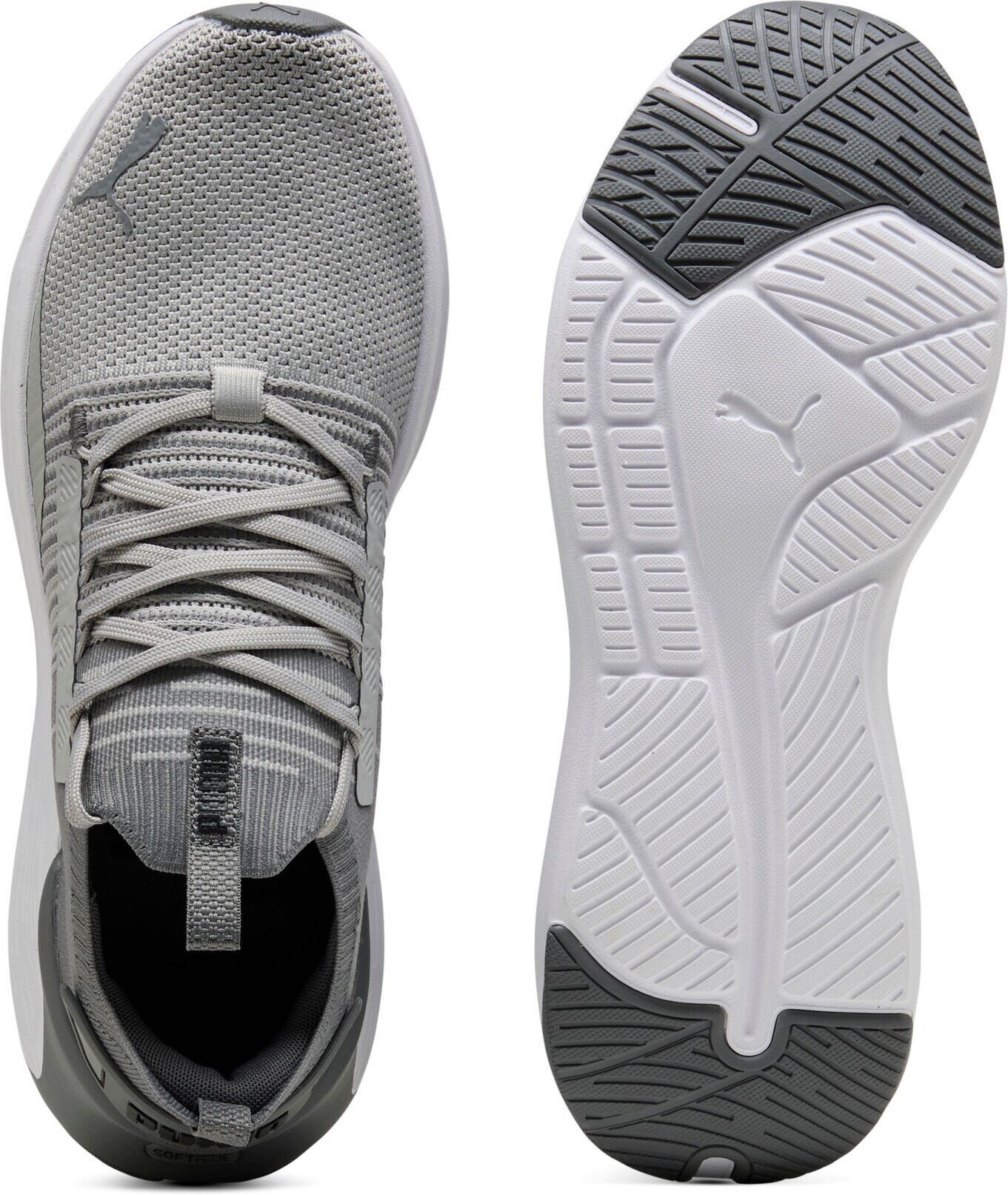 Laufschuh PUMA "SOFTRIDE SYMMETRY FUZION LS", Gr. 41, Textil, grau (gray echo, slate sky, puma schwarz), Schuhe Laufschuh, für sportliche Aktivitäten und Lauftraining, mit SOFTFOAM+ Innensohle gray echo, slate sky, puma schwarz 41, Textil