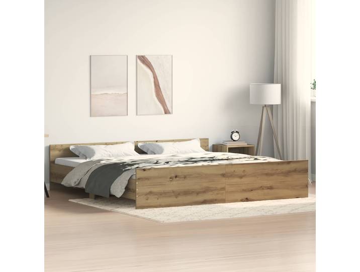 vidaXL Bettrahmen Artisan-Eiche 203 x 203 x 50 cm Holzwerkstoff