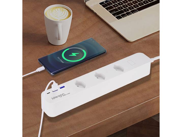 WLAN-Steckdosen-Leiste, SmartHome, 3x USB, Alexa & Google Assistant komp.,10 A