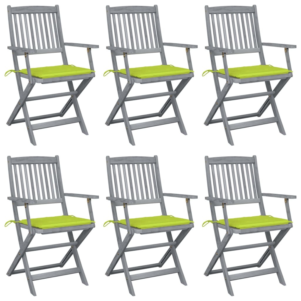 The Living Store Klappbare Gartenstühle 6 Stk. mit Sitzkissen Massivholz Akazie