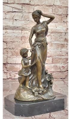 Bronzhaus Mother And Child Bronze Sculpture – Elegant Figurine Depicting A Family Moment