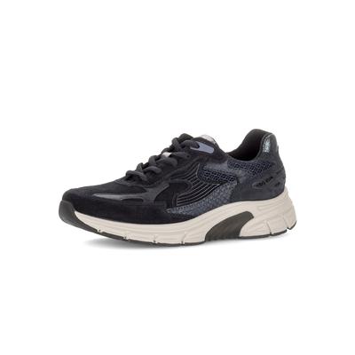 Keilsneaker GABOR, Damen, Gr. 40, schwarz (dunkelblau), Kalbsleder, Textil, Veloursleder, Schuhe, Freizeitschuh, Halbschuh, Schnürer in komfortabler Verarbeitung