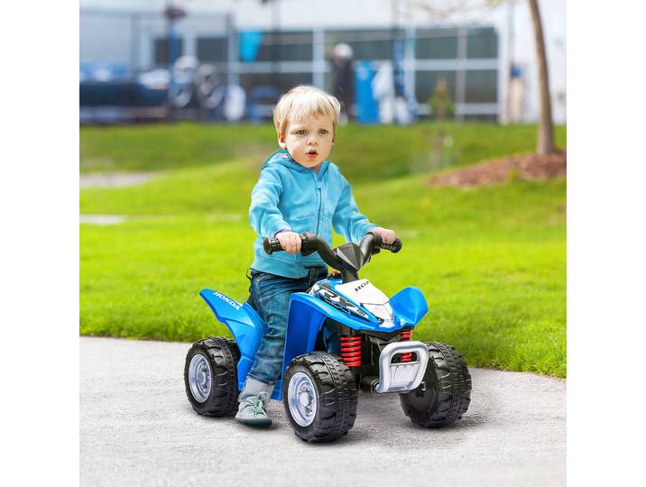 AIYAPLAY Quad électrique pour enfants, LED, klaxon, larges pneus, siège confortable, poignées antidérapantes, Bleu