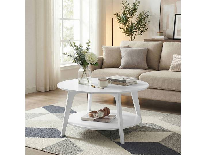 Table basse Mahagan Ø 80cm Blanc/Blanc