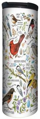 Highland Home Drawn Birds 17 Ounce Double Wall Insulated Stainless Steel Tumbler Manufactured in the USA
