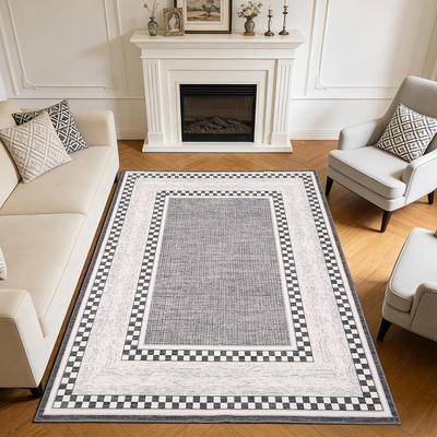 Garvee Checkered Runner Rug, Washable Non Slip Low Pile Rug for Bedroom Living Room