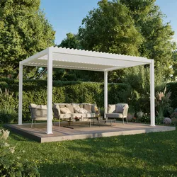 agadon Aluminum Lamellen-Pergola elektrisch 296 x 395 cm Weiß - Weiß