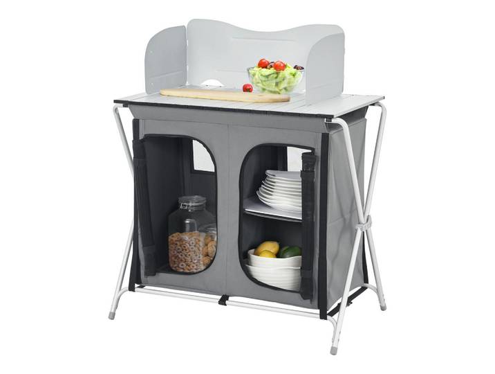 [en.casa] Campingschrank Tullinge, Grau, Metall, 80x104.5x50.5 cm, Gartenmöbel, Gartentische, Garten-Beistelltische