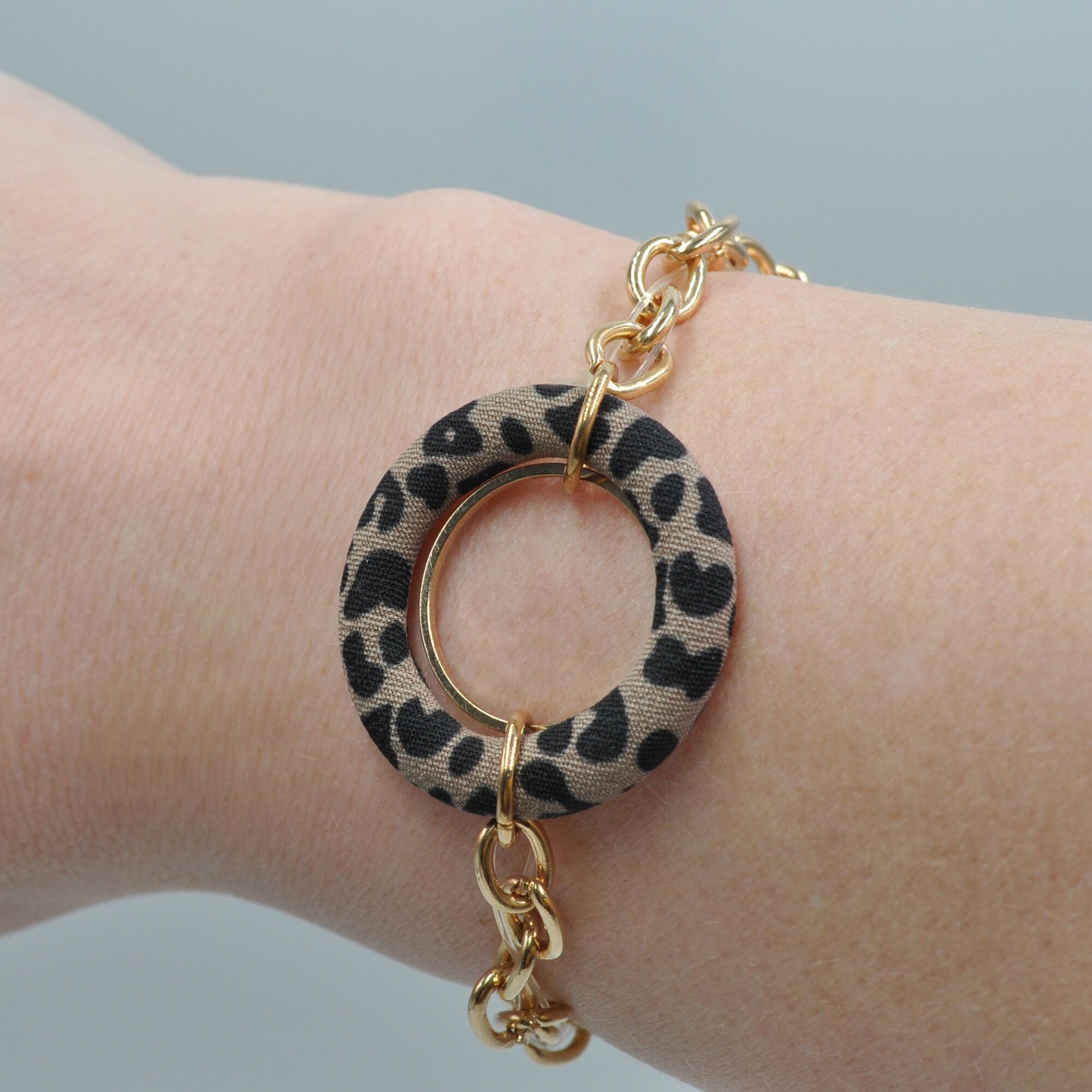 Armband STEUER "Metall 19cm Leoprint", gold (gelb), Armbänder, Damen, 19cm, Metall, Armband