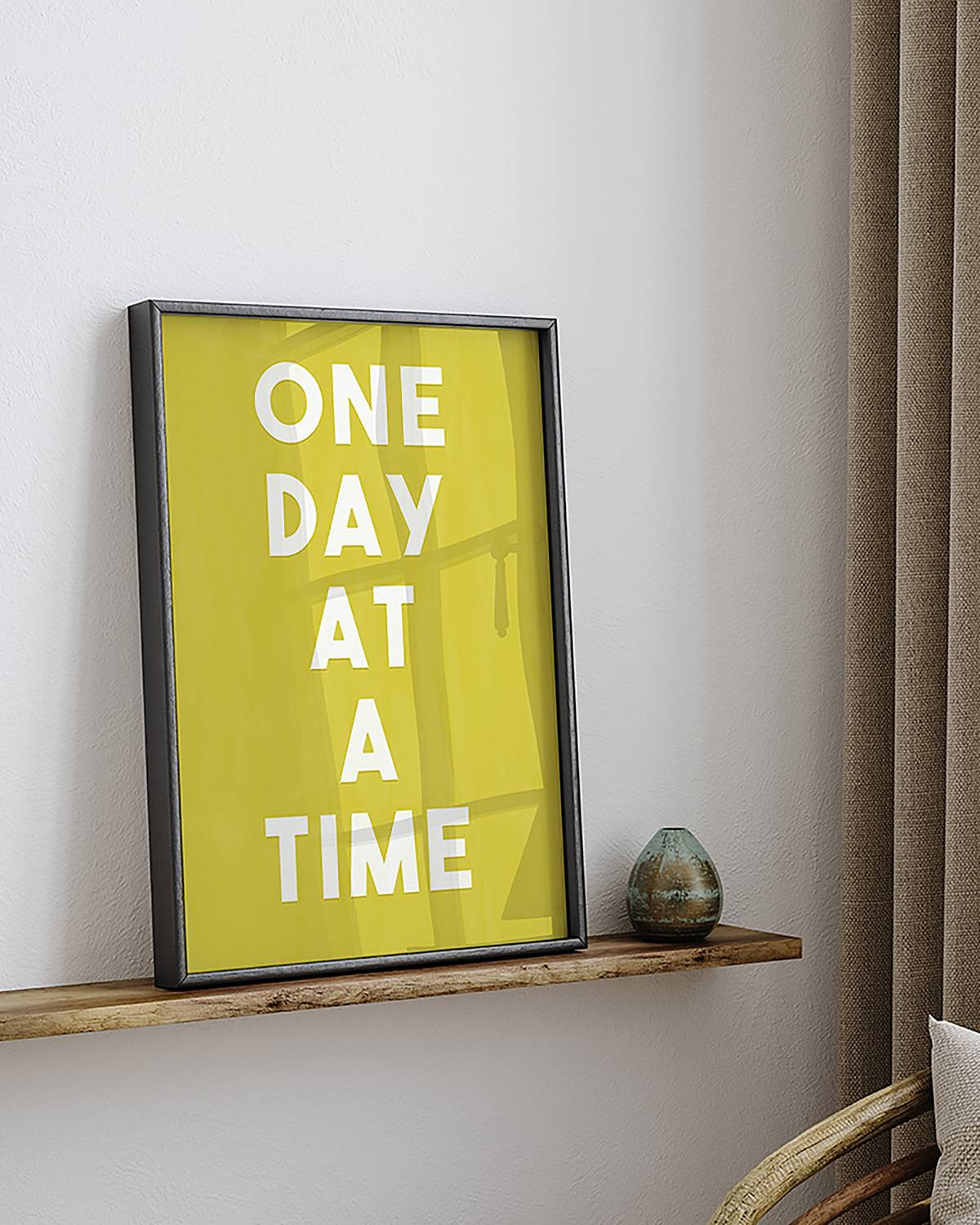 home24 One Day at a Time Lijst, gelakt massief beukenhout met acrylglas, multicolor, 32 x 42 cm