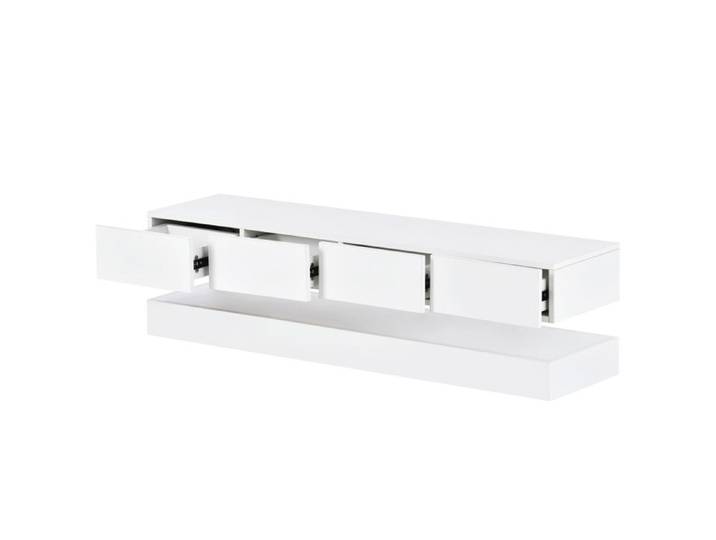 Meuble TV mural LED 2 compartiments 4 grands tiroirs pour TV 55 pouces blanc 1303315 cm