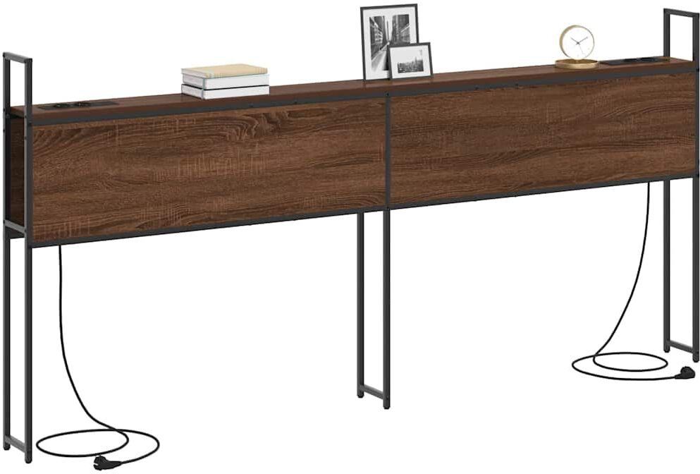 vidaXL Headboard de Rangement avec Station de Charge Chêne marron