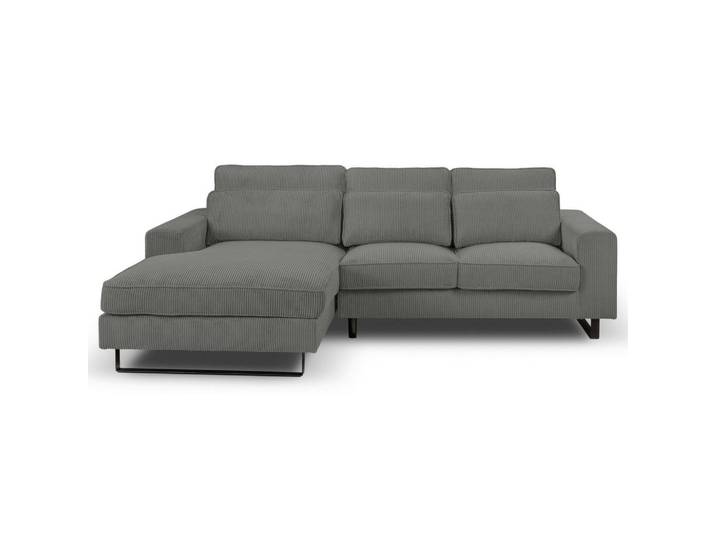 Mid.you Ecksofa Bolivia, Grau, Metall, vollmassiv, 3-Sitzer, Füllung: Kaltschaum, L-Form, 276x183 cm, Made in EU, FSC Mix, Wohnzimmer, Sofas & Couches, Wohnlandschaften, Ecksofas