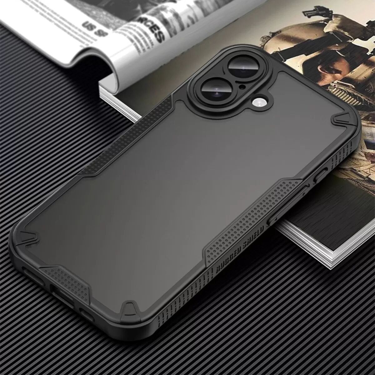 INF Coque de protection intégrale noire en TPU+PC compatible avec iPhone 17 Air