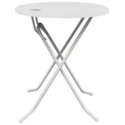 QDM Dubai Runder Klappbarer Stehtisch Metall Weiß 70Cm
