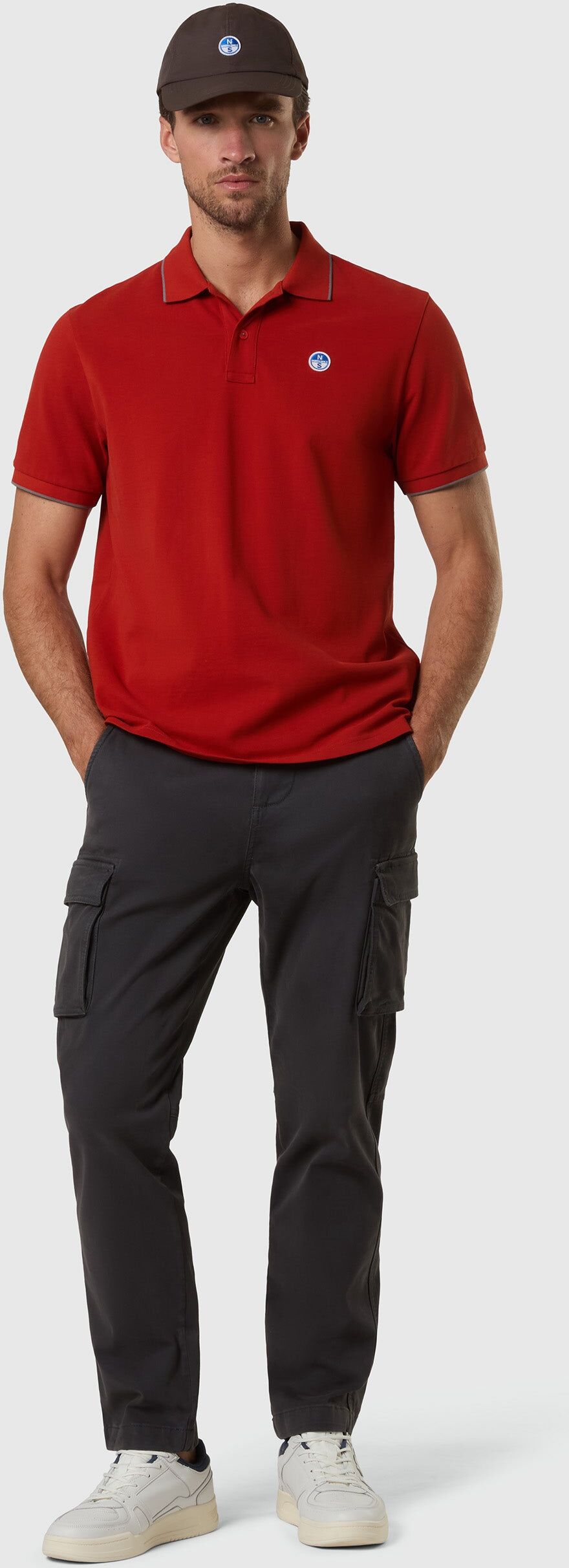 North Sails Poloshirt mit Logo-Aufnäher Rust S